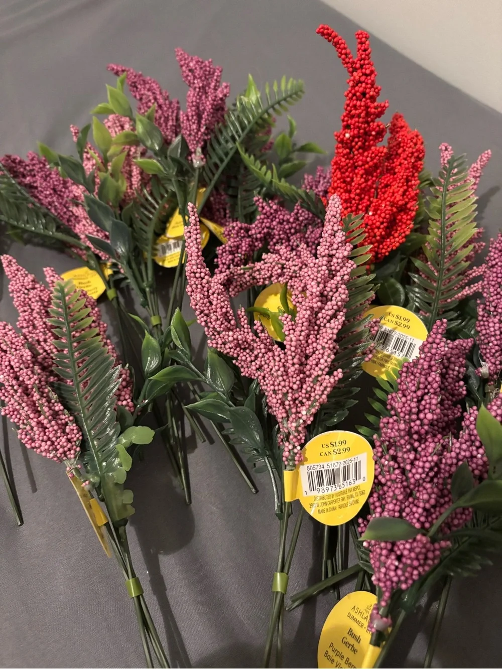 Ashland Decorative Pink, purple and red Artificial Heather Stem Bouquet